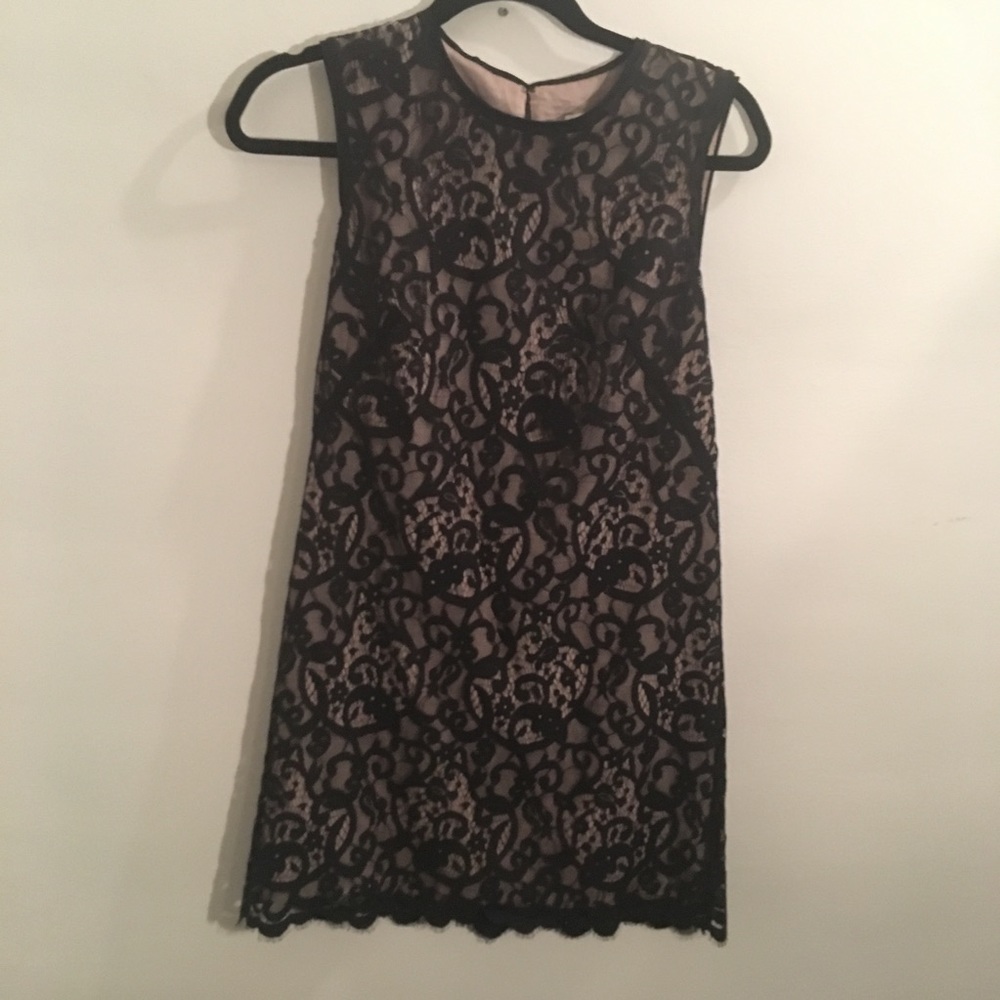 Loft  black lace mini shift dress